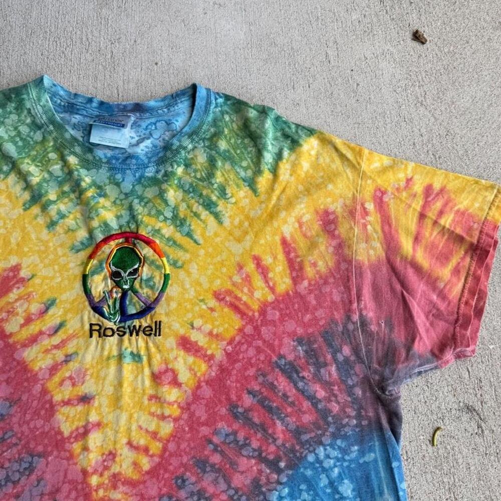 Vintage alien tee tie-dye embroidered roswell XL